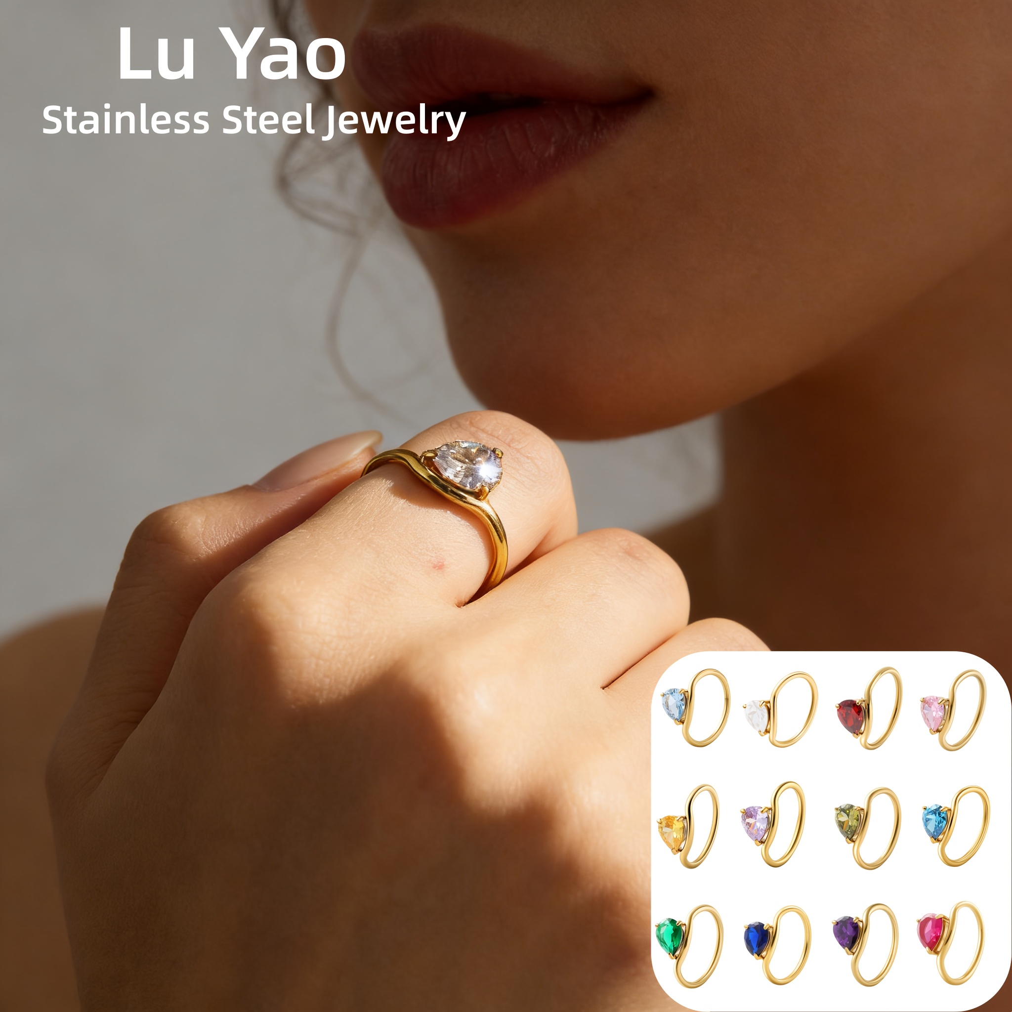 Women's Colorful Teardrop Ring, Exquisite December Birthday Gift